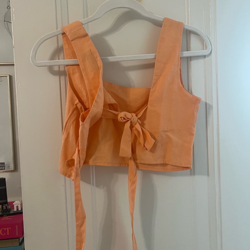 ASOS orange crop top tie back never worn